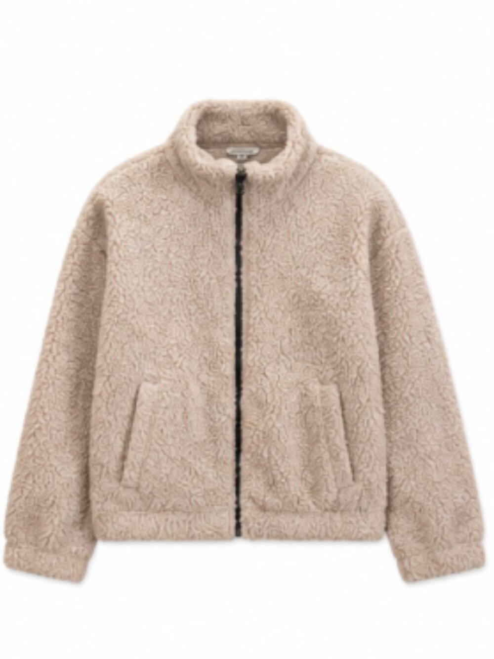American Eagle Beige Sherpa Fleece Jacket | Zip-Up | Size M